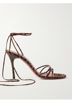 Amina Muaddi - Lori Lace-up Leopard-print Suede Sandals - Animal print - IT36,IT36.5,IT37,IT37.5,IT38,IT38.5,IT39,IT39.5,IT40,IT40.5,IT41,IT41.5,IT42