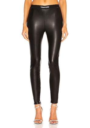 TOM FORD Leather Logo Waist Legging in Black - Black. Size 38 (also in ).