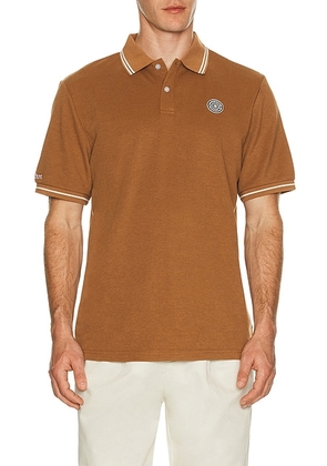 Malbon Golf Fairway Applique Pique Polo in British Tan - Tan. Size L (also in M, S, XL/1X).