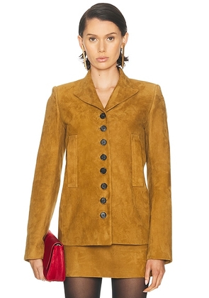KHAITE Saraphina Jacket in Toffee - Mustard. Size 0 (also in ).