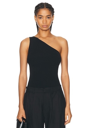 Toteme One Shoulder Ribbed Top in Black - Black. Size L (also in ).