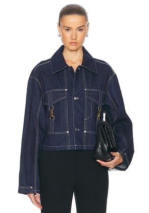 Stella McCartney Hardware Detailed Denim Jacket in Dark Blue - Denim-Dark. Size M (also in ).