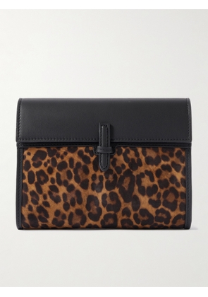 Hunting Season - Leopard-print Suede And Leather Clutch - Animal print - One size