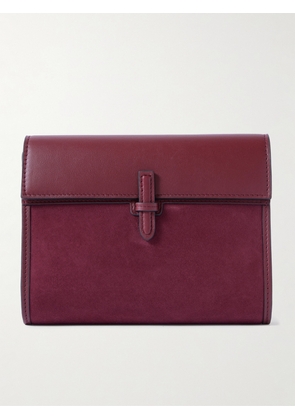 Hunting Season - Suede And Leather Clutch - Burgundy - One size