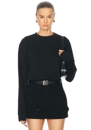 RENGGLI Long Sleeve Crewneck Top in Ink - Black. Size M (also in L, XL).