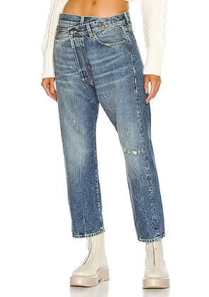 R13 Crossover Straight Leg in Kelly - Blue. Size 26 (also in 25, 28, 30).