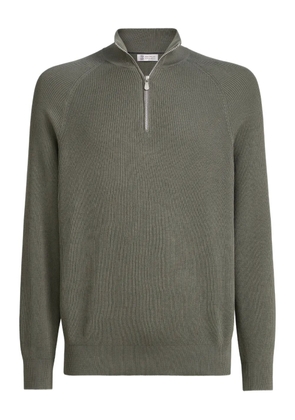 Brunello Cucinelli rib half-zip sweater - Green