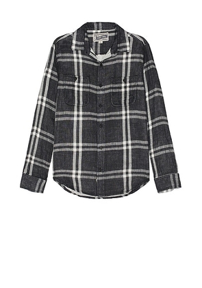 Schott Double Weave Plaid Work Shirt in Black - Black. Size S (also in XL/1X).