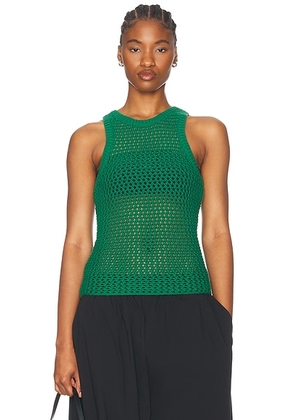 St. Agni Cotton Crochet Tank Top in Verde - Green. Size L (also in M, S, XS).