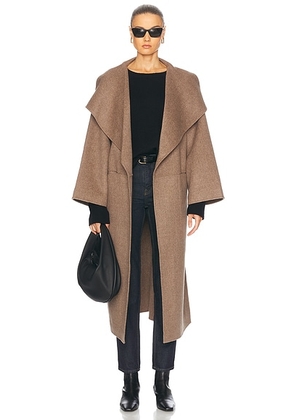 Toteme Signature Wool Cashmere Coat in Oat Melange - Beige. Size L (also in ).