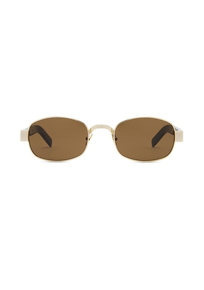 Saint Laurent Rectangular Sunglasses in Gold  Black  & Brown - Metallic Gold. Size all.