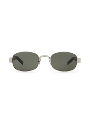 Saint Laurent Rectangular Sunglasses in Silver  Havana  & Grey - Metallic Silver. Size all.