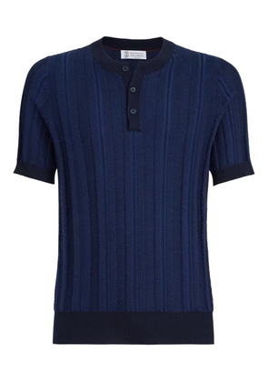 Brunello Cucinelli jacquard-textured rib-knit polo shirt - Blue