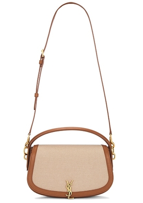 Saint Laurent Voltaire Shoulder Bag in Desert Dust & Brick - Taupe. Size all.