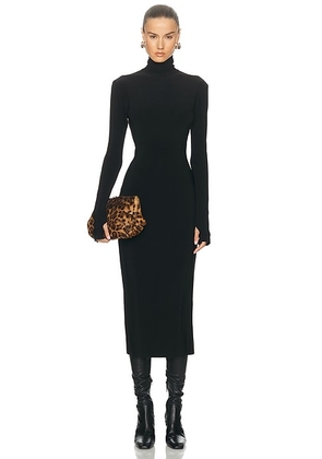 Norma Kamali Long Sleeve Turtleneck Dress in Black - Black. Size L (also in M, S, XL, XS).