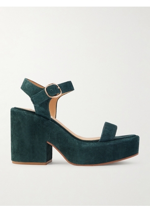 Gabriela Hearst - Iman Ribbed Suede Sandals - Green - IT36,IT36.5,IT37,IT37.5,IT38,IT38.5,IT39,IT39.5,IT40,IT40.5,IT41,IT41.5,IT42