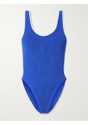 Hunza G - Faye Two-tone Seersucker Swimsuit - Blue - One size