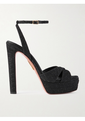 Aquazzura - Divine Plateau 130 Metallic Woven Platform Sandals - Black - IT35,IT36,IT36.5,IT37,IT37.5,IT38,IT38.5,IT39,IT39.5,IT40,IT40.5,IT41