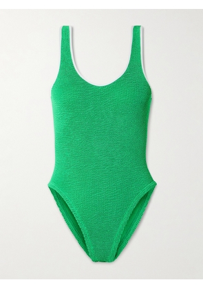 Hunza G - Faye Two-tone Seersucker Swimsuit - Green - One size