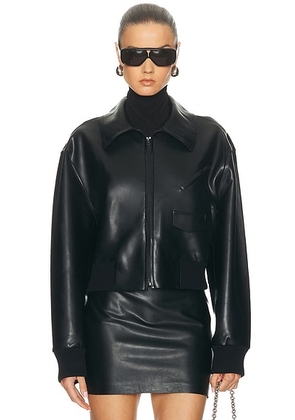 Norma Kamali Zip Front Classic Cropped Jacket in Black - Black. Size L (also in M, S, XL, XS).