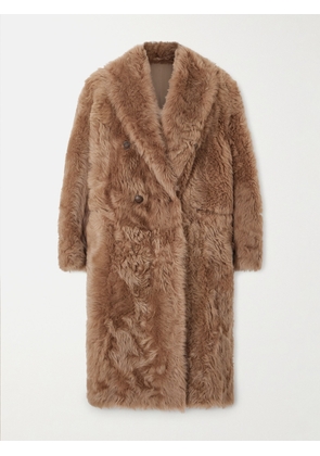 Brunello Cucinelli - Oversized Shearling Double-breasted Coat - Neutrals - IT38,IT40,IT42,IT44