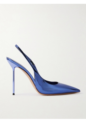 Paris Texas - Lidia Mirrored-leather Slingback Pumps - Blue - IT36,IT36.5,IT37,IT37.5,IT38,IT38.5,IT39,IT39.5,IT40,IT41,IT41.5,IT42