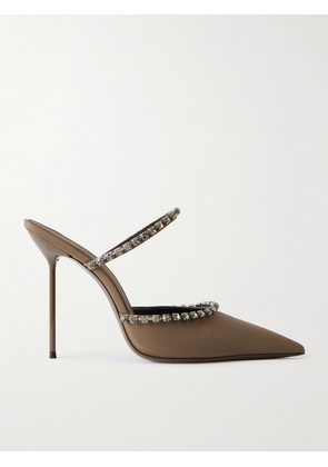 Paris Texas - Lidia Crystal-embellished Crepe Pumps - Brown - IT36,IT36.5,IT37,IT38,IT38.5,IT39,IT39.5,IT40,IT40.5,IT41,IT41.5,IT42