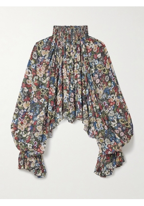 KHAITE - Durer Printed Silk-chiffon Blouse - Black - x small,small,medium,large