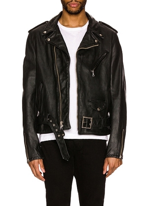 Schott Vintage Fit Moto Jacket in Black - Black. Size L (also in M, S, XL/1X).