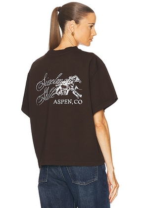 Siegelman Stable x FWRD Crop Tee in Chocolate Brown - Brown. Size M (also in L, XL/1X).