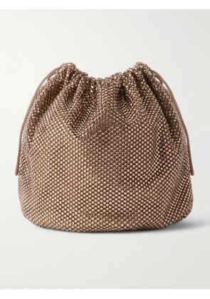 SAINT LAURENT - Crystal-embellished Mesh Pouch - Brown - One size