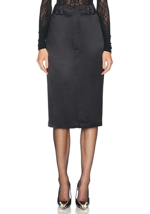 Saint Laurent Satin Pencil Skirt in Noir - Black. Size 40 (also in 38, 42).