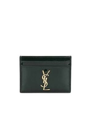 Saint Laurent Card Case in Fir Leaf - Dark Green. Size all.
