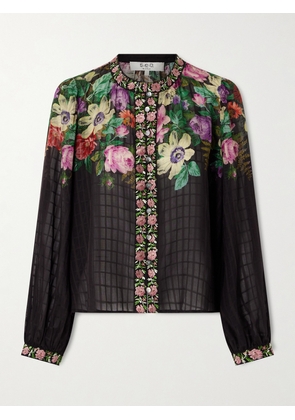 Sea - Viktoria Embroidered Floral-print Voile Blouse - Multi - x small,small,medium,large,x large