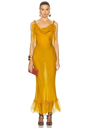 Saint Laurent Long Slip Dress in Jaune Moutarde - Mustard. Size 38 (also in ).