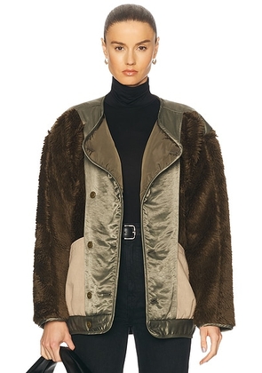 R13 Cocoon Jacket in Olive & Khaki - Olive. Size M (also in L).