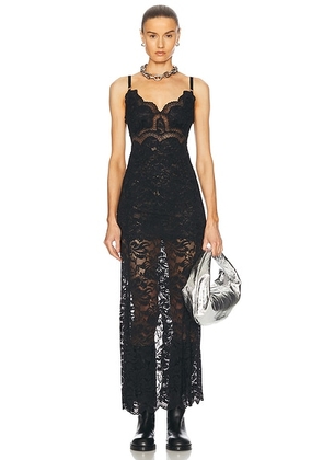 RABANNE Lace Slip Dress in Black - Black. Size 34 (also in 38, 40).