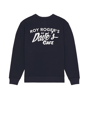 Roy Roger's x Dave's New York Print Cafe Sweatshirt in Blue - Navy. Size S (also in XL/1X).