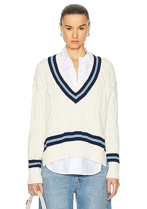Polo Ralph Lauren Cricket Pullover Sweater in Cream & Navy Stripe - Cream. Size L (also in M, XS).
