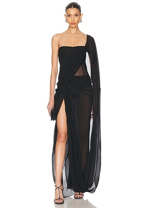 Stella McCartney Creponne Asymmetric Drape Maxi Dress in Black - Black. Size 34 (also in ).