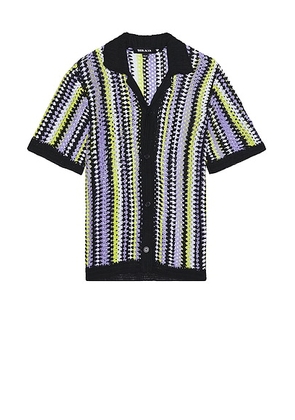 SEROYA Arthur Crochet Shirt in Black & Multi - Purple. Size XS/S (also in ).