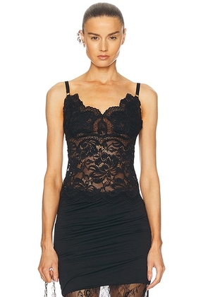 RABANNE Lace Top in Black - Black. Size 42 (also in 40).