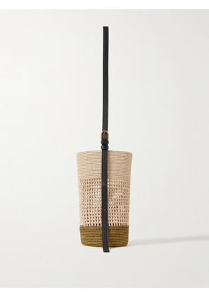KHAITE - Billie Leather-trimmed Two-tone Raffia Bucket Bag - Neutrals - One size