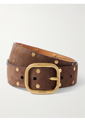 LOEWE - Studded Suede Belt - Brown - 65,70,75,80,85,90,95
