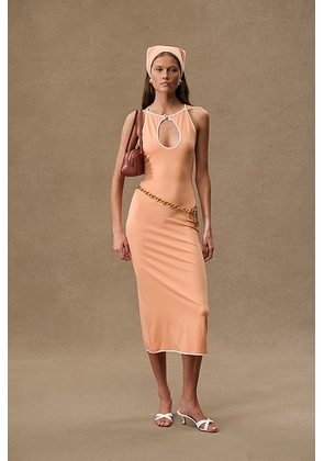Rowen Rose for FWRD Sleeveless Cut-out Long Dress in Orange - Peach. Size 38 (also in 34, 36, 40).