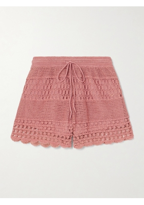 Zimmermann - Wanderlust Crocheted Cotton-blend Shorts - Pink - 00,1,2,3,4