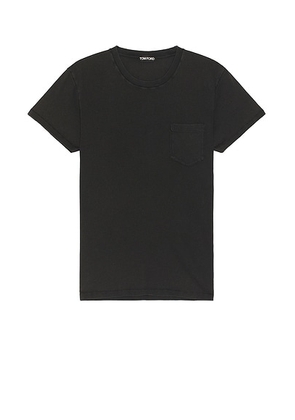 TOM FORD Cold Dye Cotton T-Shirt in Charcoal - Black. Size 46 (also in 50).