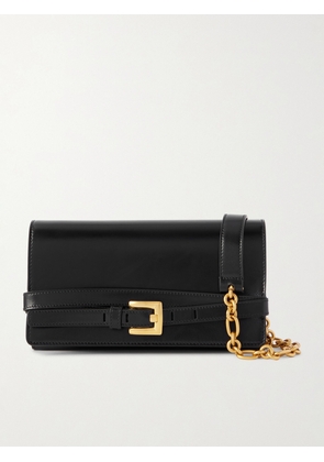 Balmain - Shuffle Buckled Leather Shoulder Bag - Black - One size