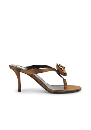 Saint Laurent Bridget Sandal in Deep Cognac & Rust Cognac - Cognac. Size 36 (also in 37.5, 38, 38.5, 39.5, 40, 41, 42).