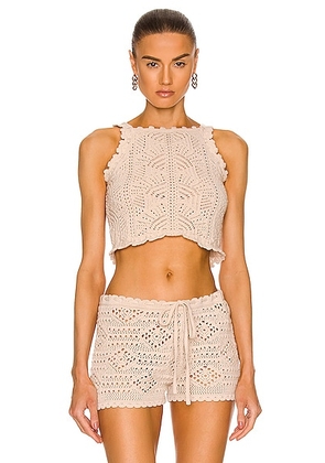 Saint Laurent Crochet Top in Naturel - Neutral. Size L (also in ).